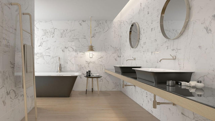 Venato Blanco Polished 12x24 Marble Look Porcelain Tile 3