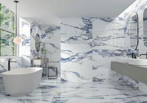 Padagonia Blue Polished 24x48 Stone Look Porcelain Tile