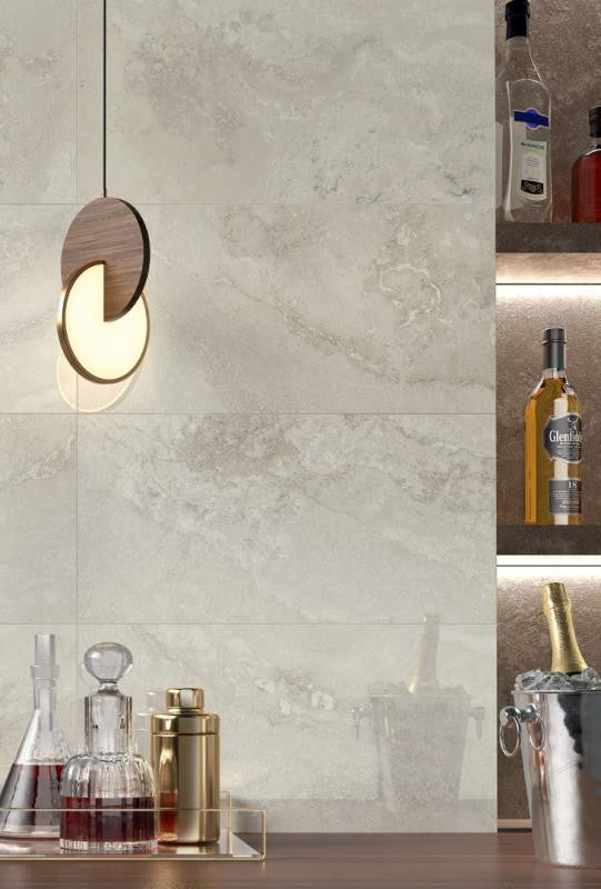 Prestige Travertino White Soft 12x24 Travertine Look Porcelain Tile