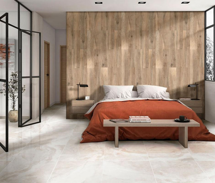 Izmir Ivory White Polished 24x24 Porcelain Tile 3