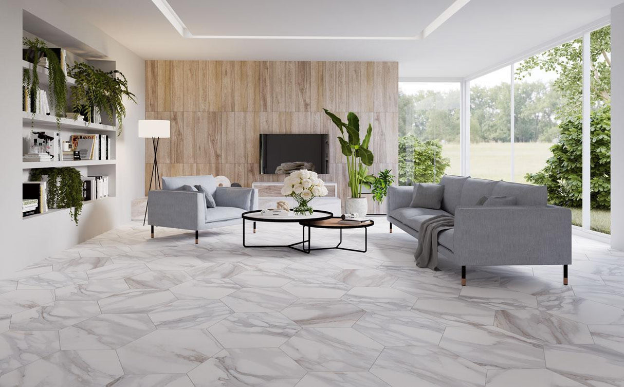 Apuan Hex 19x22 Marble Look Porcelain Tile