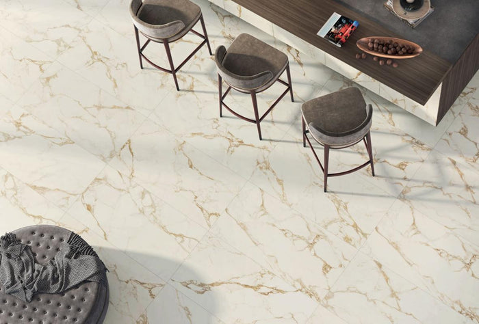 Prestige Calacatta Gold 12x24 Marble Look Porcelain Tile 4