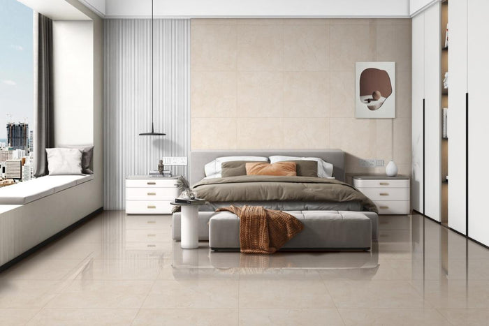 Marfil Crema 24x24 Polished Marble Look Porcelain Tile 2