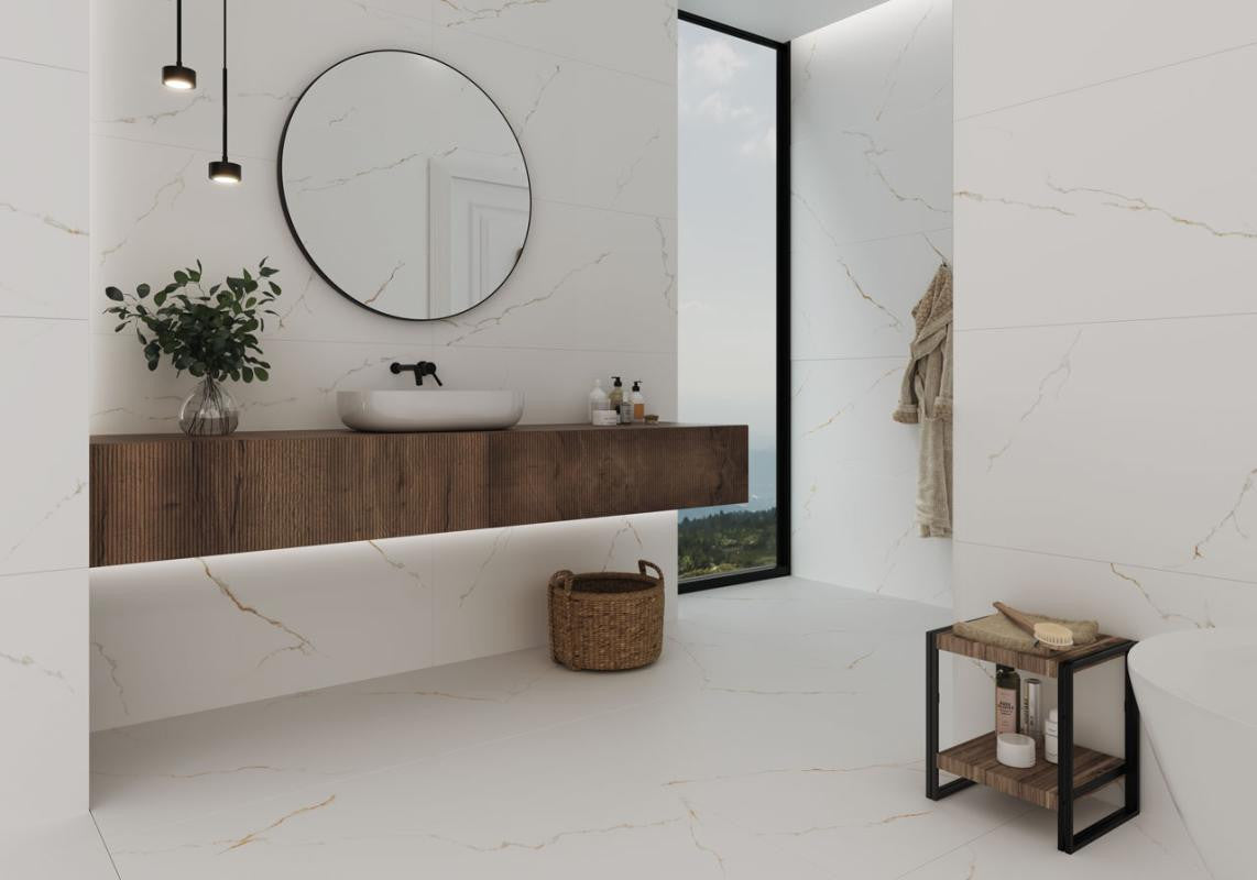 White bathroom from porcelain Spanish tiles