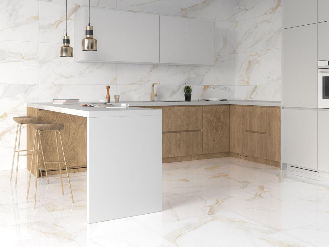 Marshall Gold 24x48 Polished Marble Look Porcelain Tile