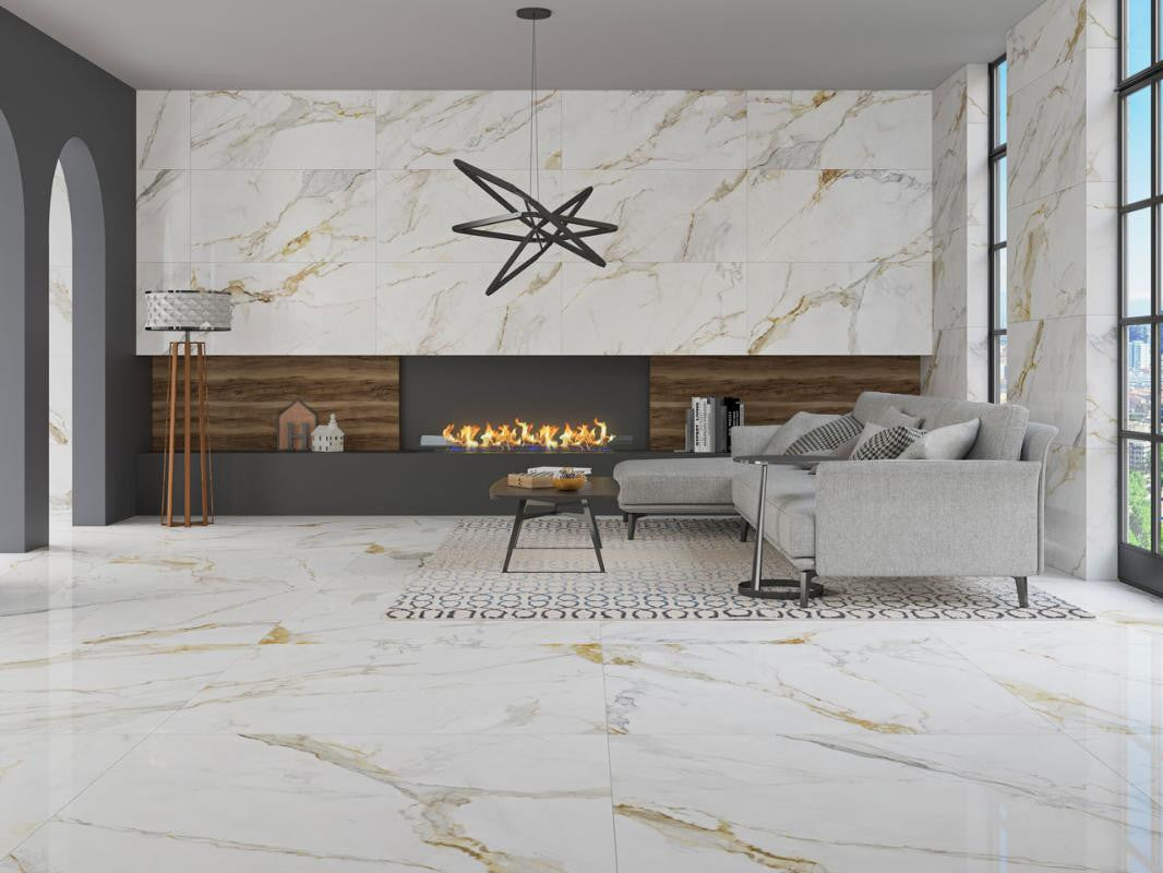 Marshall Gold 24x48 Polished Marble Look Porcelain Tile