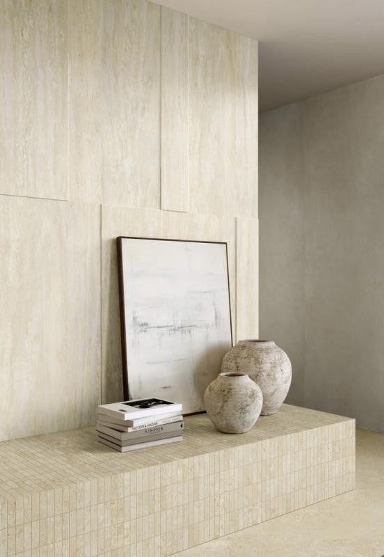 I Travertino Beige Cross Cut 24x24 Travertine Look Porcelain Tile