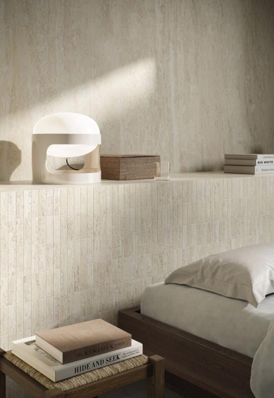 I Travertino Bianco Vein Cut 12x24 Travertine Look Porcelain Tile