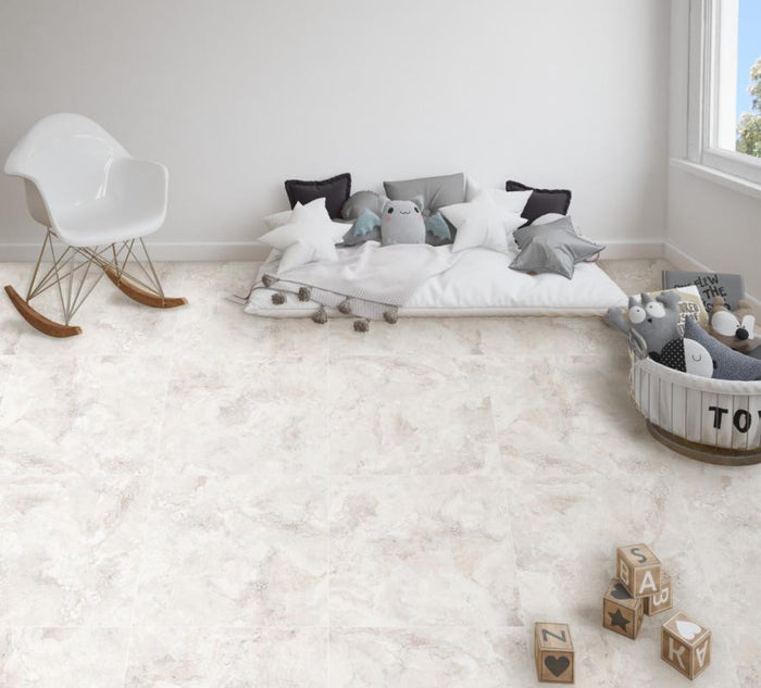 Rapolano White Polished 24x24 Travertine Look Porcelain Tile 2