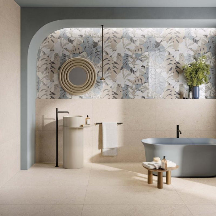 Azulejo de porcelana Tahiti Lux 3D de 24x48 con aspecto de piedra exótica pulida 3
