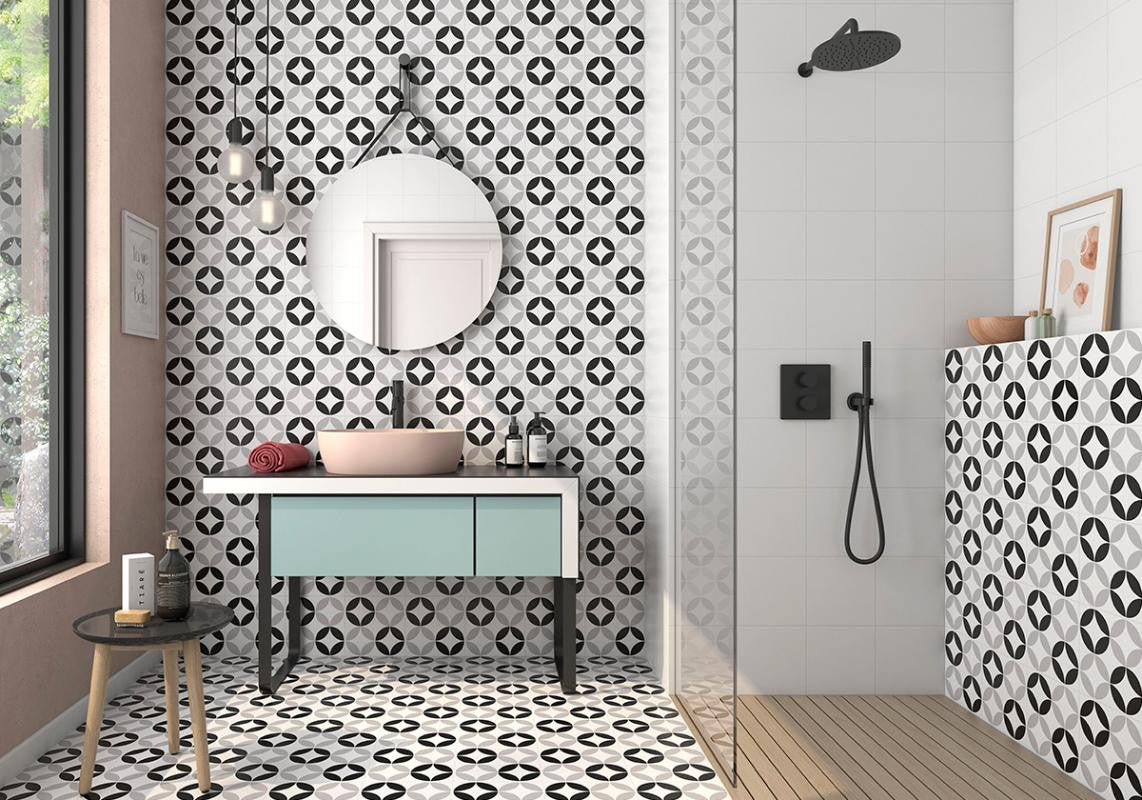 Bora Black 9x9 Patterned Porcelain Tile