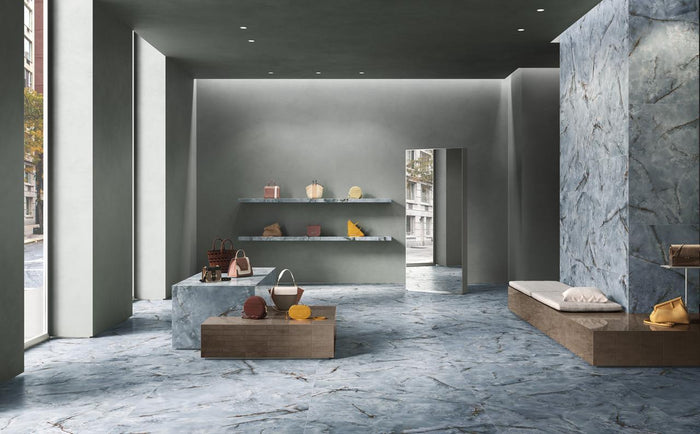 Azulejo de Porcelana Pulido con Apariencia de Ónix Premiere Onice Azzurro 24x24 5
