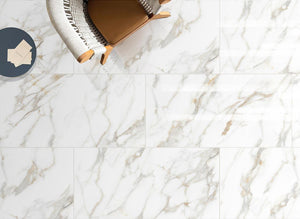 Calacatta Oro 24x48 Polished Marble Look Porcelain Tile