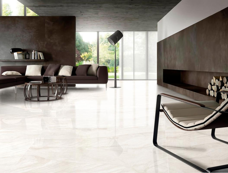Edition Ivory 24x48 Polished Marble Look Porcelain Tile