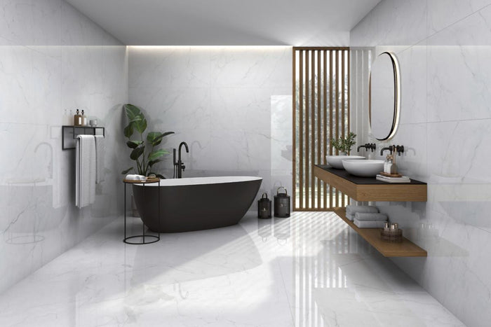 Caryn Bianco 40x40 Satin Stone Look Porcelain Tile 2