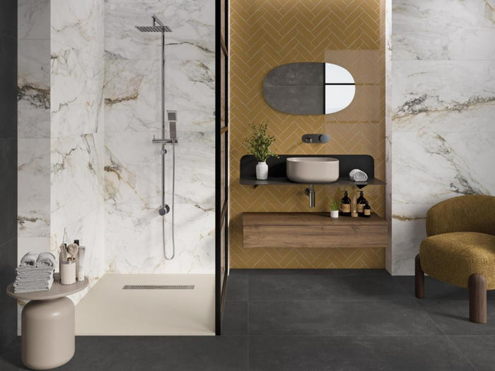 Baldosa Porcelánica Pisa Gold Pulida 18x36 con Aspecto de Mármol 3