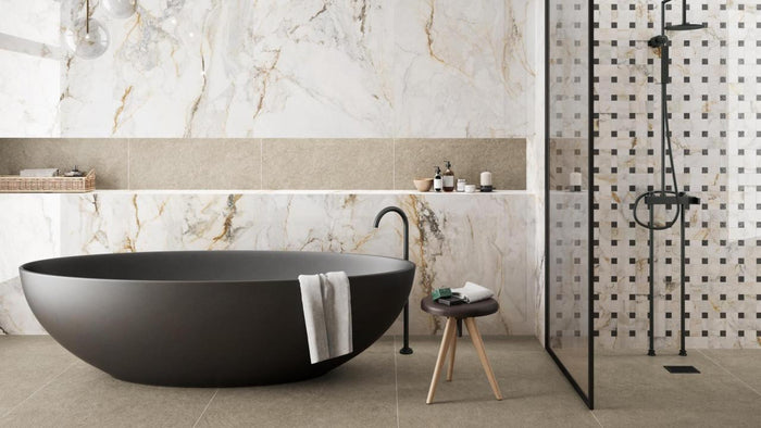 Baldosa Porcelánica Pisa Gold Pulida 18x36 con Aspecto de Mármol 4