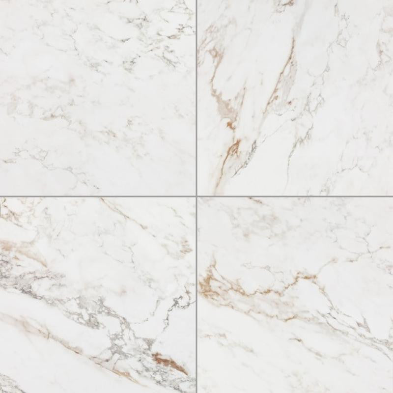Calacatta Gem Polished 24x24 Marble Look Porcelain Tile