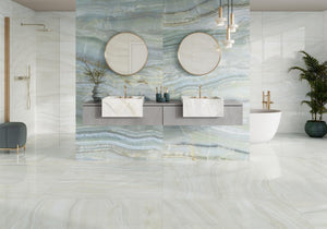 Chroma Blue 24x48 Polished Exotic Marble Look Porcelain Tile