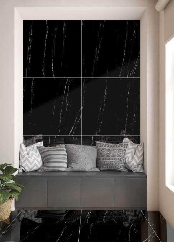 Cortina Black 24x24 Polished Porcelain Tile