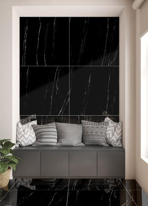 Cortina Black 24x24 Polished Porcelain Tile