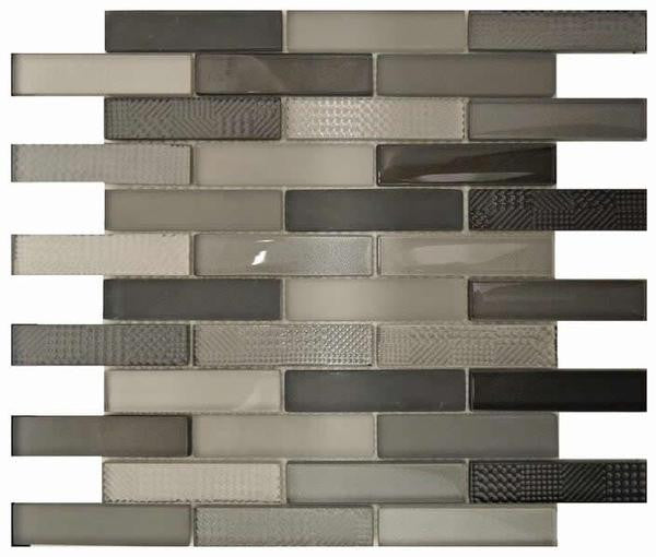 Grey Black and Taupe Glass Stick Mosaic Tile 12x12 Sheet