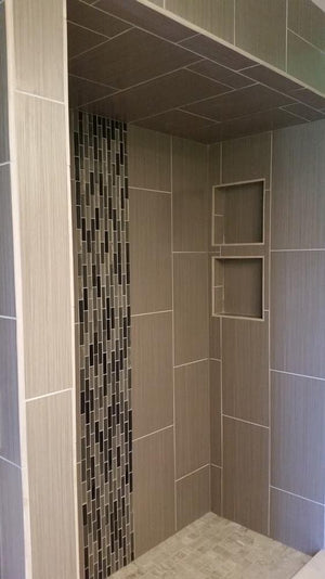Grey Black and Taupe Glass Stick Mosaic Tile 12x12 Sheet