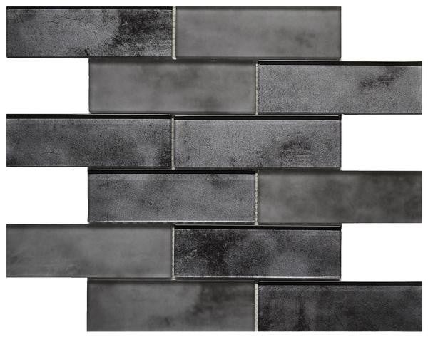 Denium 2x6 Concrete-Look Glass Mosaic Tile 12x12 Sheet