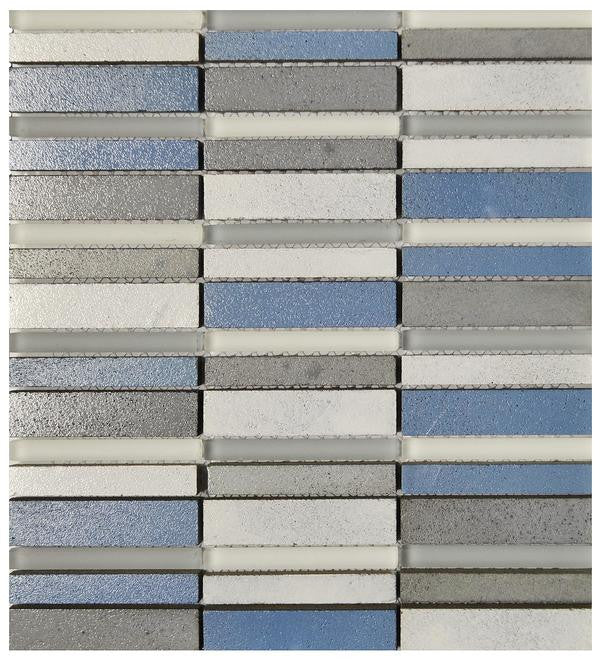Grey Blue White Lava Stone Glass Mosaic Tile 12x13 Sheet
