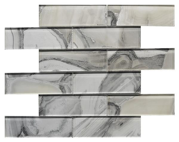 Platinum 2x6 Glass Mosaic Tile 12x12 1