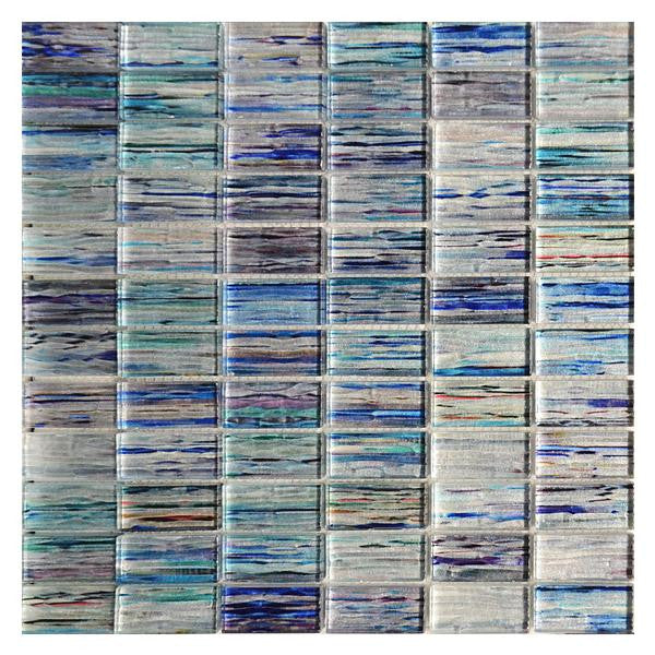 Turquoise and Blue Blend Stacked Glass Mosaic Tile 12x12 Sheet