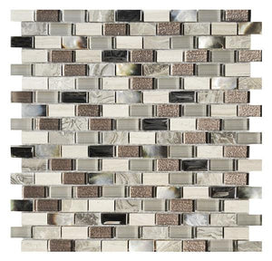 Nacar Stone and Glass Brick Mosaic Tile 12x12 Sheet