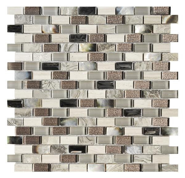 Nacar Stone and Glass Brick Mosaic Tile 12x12 Sheet 1