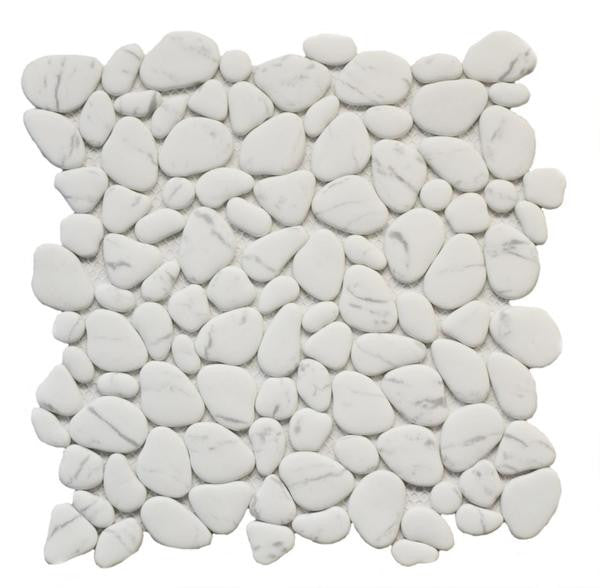 Carrara Glass Pebble 12x12 Mosaic Tile 1