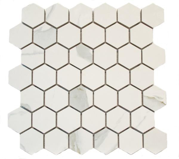 Domus 2" Hex Polished Porcelain Mosaic Tile 12x12 Sheet