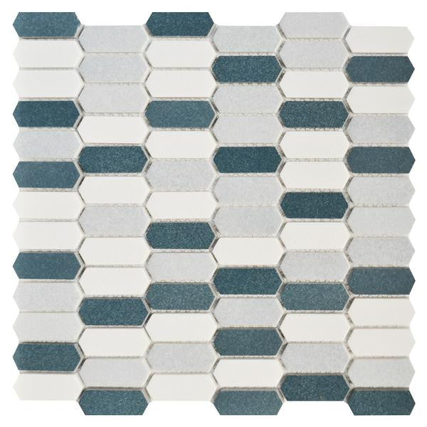 Blue Blend Picket Glass Mosaic Tile 11x11 Sheet 1