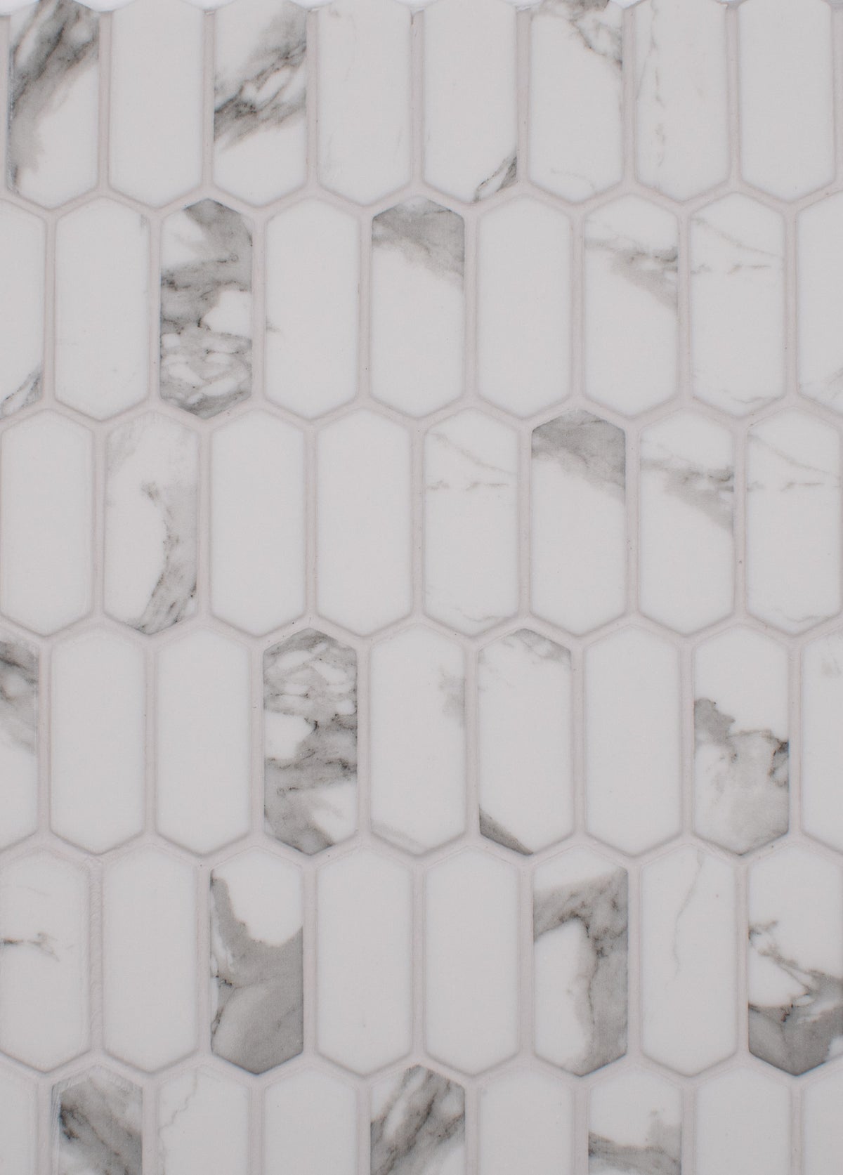 Grouted grey and white tile
