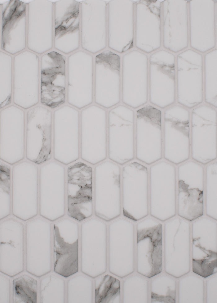 Carrara Picket 11x11 Glass Mosaic Tile 1