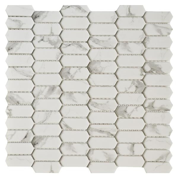 Carrara Picket 11x11 Glass Mosaic Tile