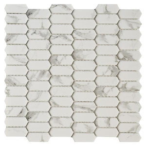 Carrara Picket 11x11 Glass Mosaic Tile