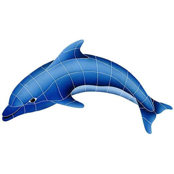 Dolphin Blue Left Small 18x30 Ceramic Mosaic Accent 1