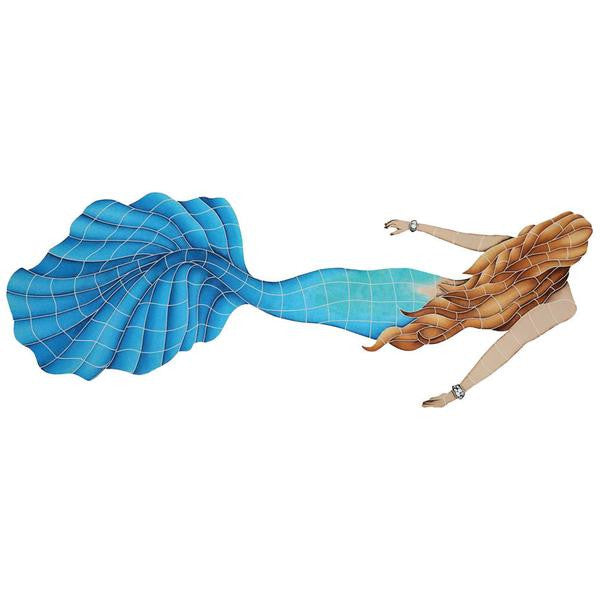 Swimming Mermaid 24x60" Ceramic Mosaic Mural