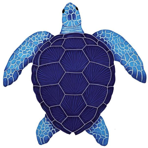 Turtle Loggerhead Blue Medium 15x15" Ceramic Mosaic Tile 1