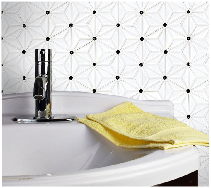 Tokyo White Ceramic Mosaic Tile 12x12 Sheet