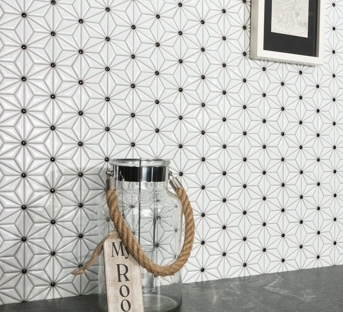 Tokyo White Ceramic Mosaic Tile 12x12 Sheet 3