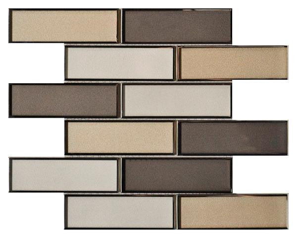Cream Blend 2x6 Mirror Glass Mosaic Tile 12x12 Sheet 1