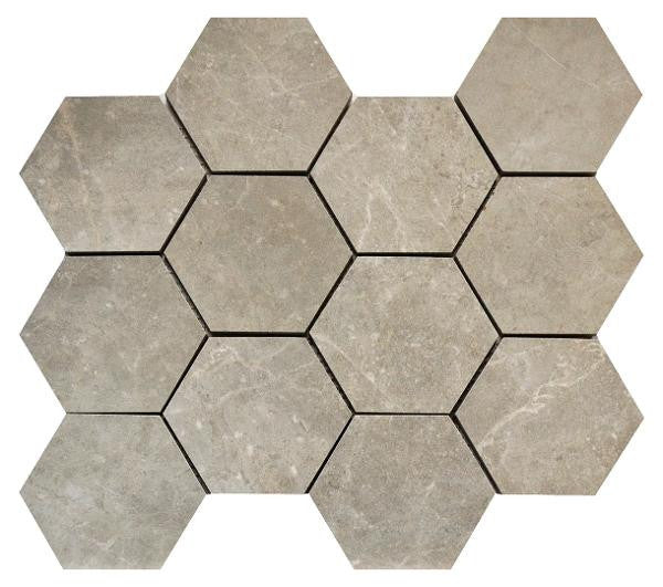 Canova Carnico 3" Hex Matte Porcelain Mosaic Tile 14x12 Sheet