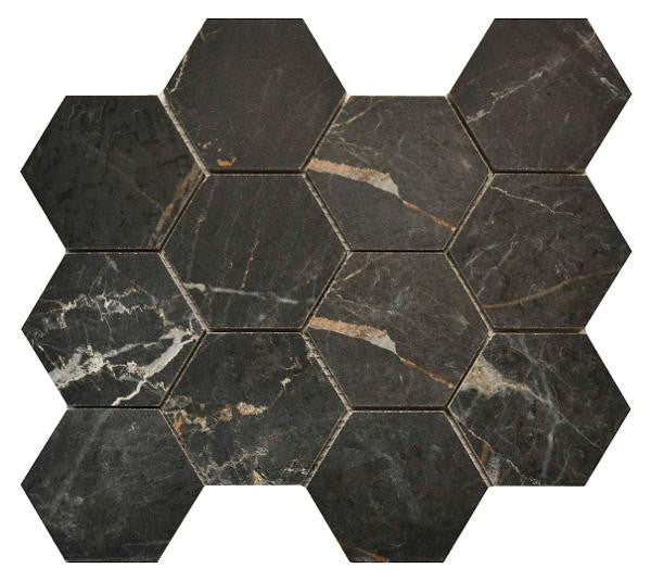 Canova Emperador 3" Hex Matte Porcelain Mosaic Tile 14x12 Sheet