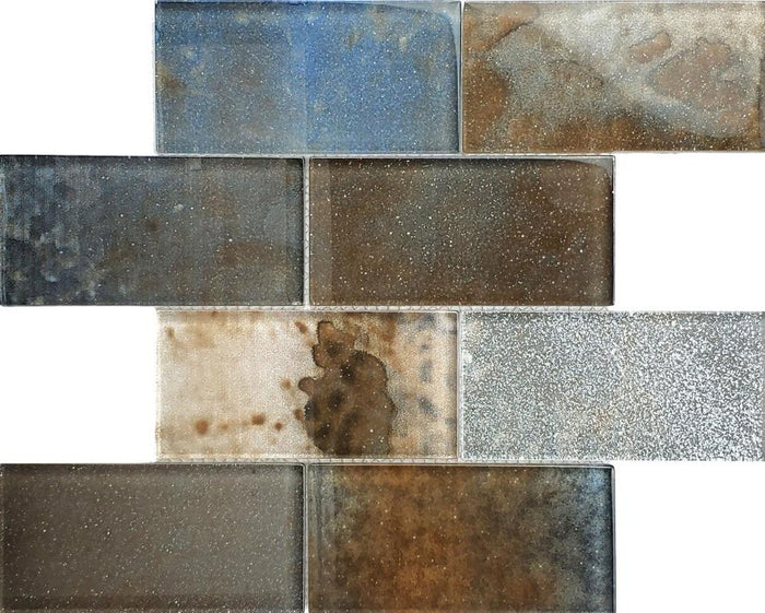 Metallic Oxide 3x6 Glass Mosaic Tile 12x12 Sheet 3