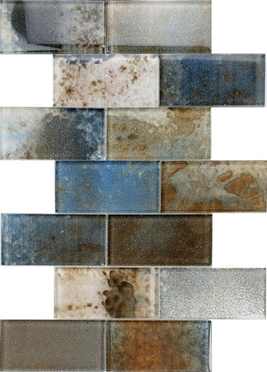 Metallic Oxide 3x6 Glass Mosaic Tile 12x12 Sheet